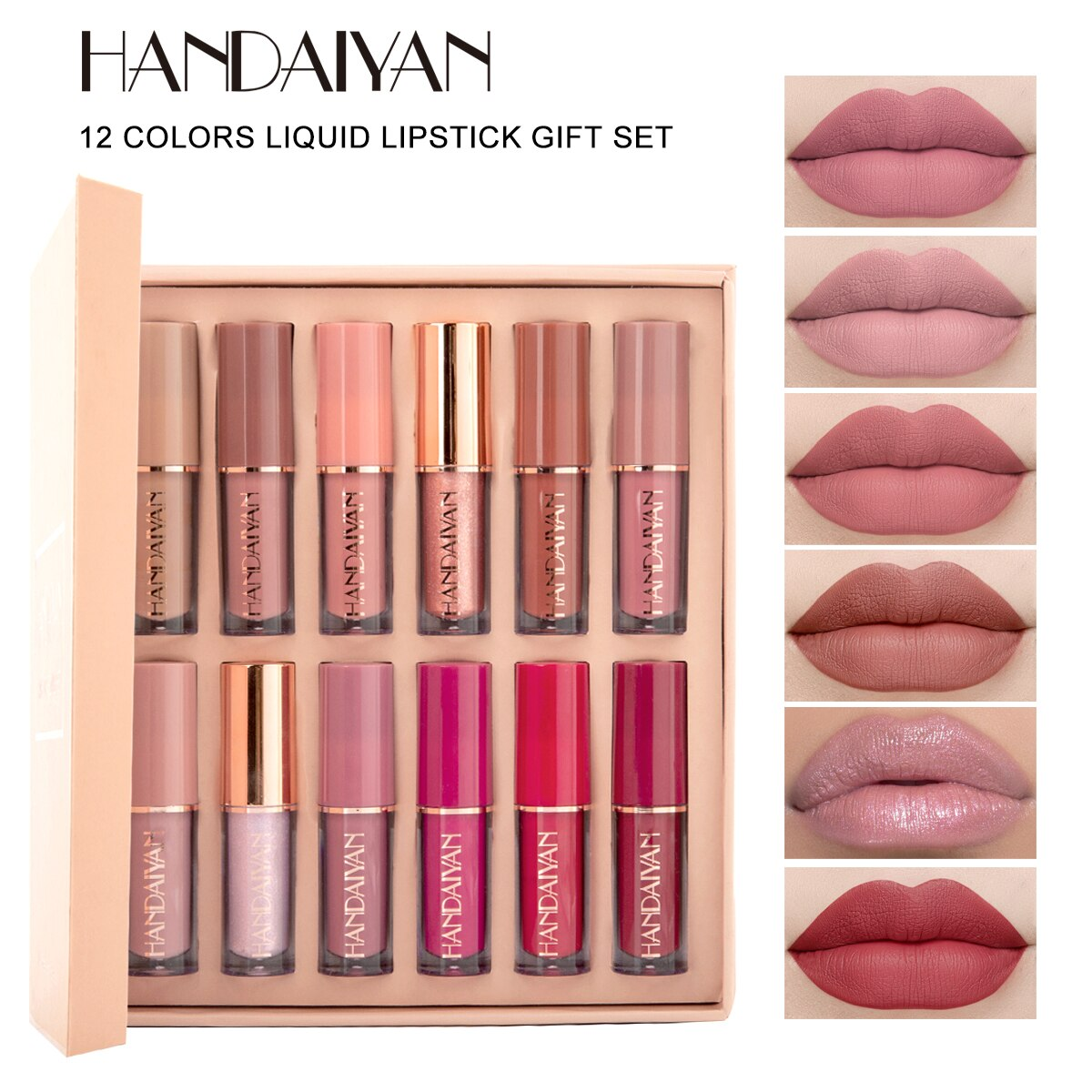 Set 12 rujuri rezistente la transfer mate si glossy Handaiyan