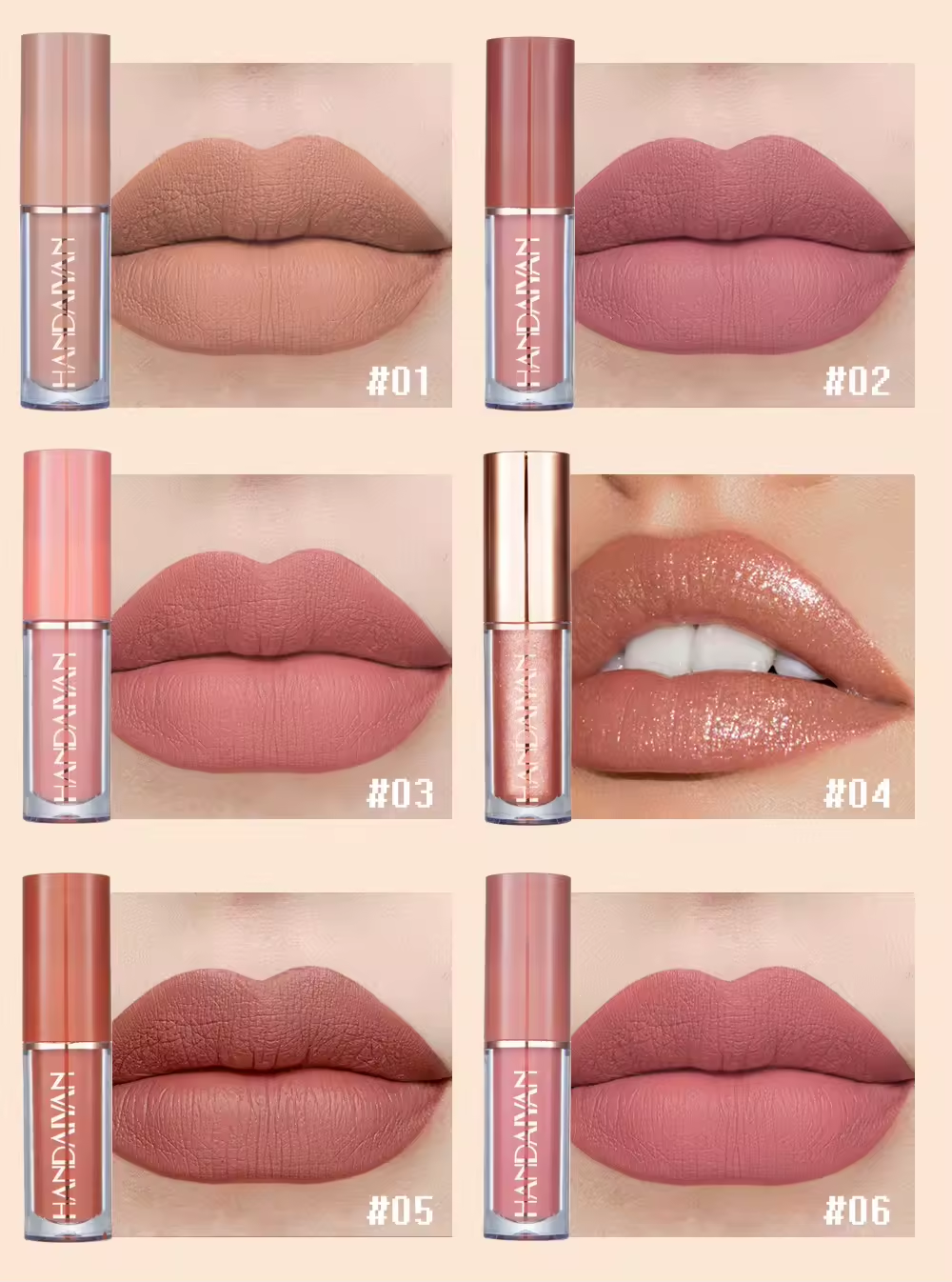 Set 12 rujuri rezistente la transfer mate si glossy Handaiyan