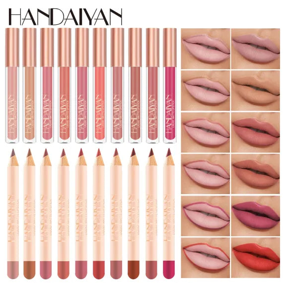 Set ruj lichid si creion buze Handaiyan