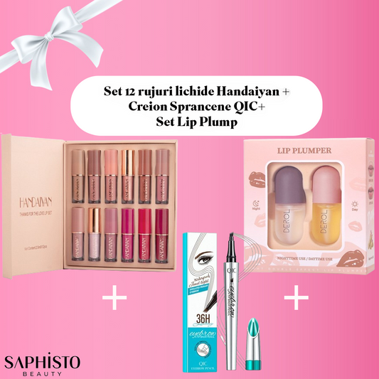 Set 12 rujuri Handaiyan + Creion Sprancene QIC + Set Lip Plumper