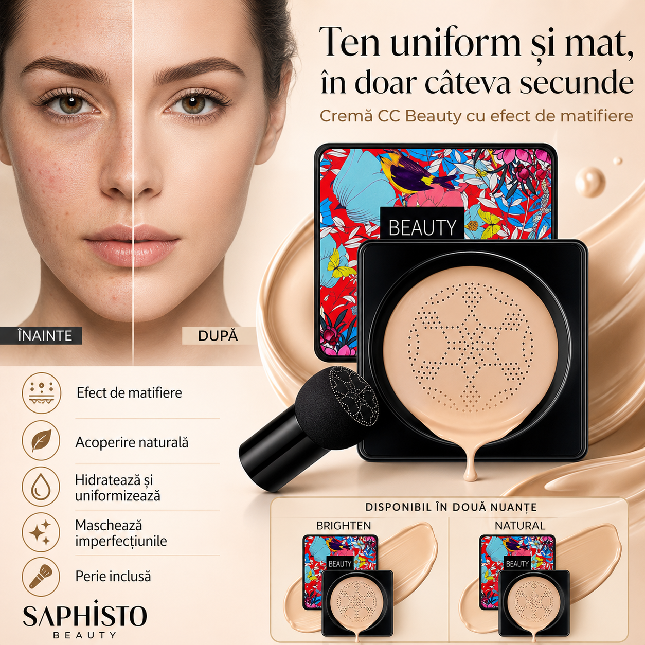 Cremă CC Beauty cu efect de matifiere