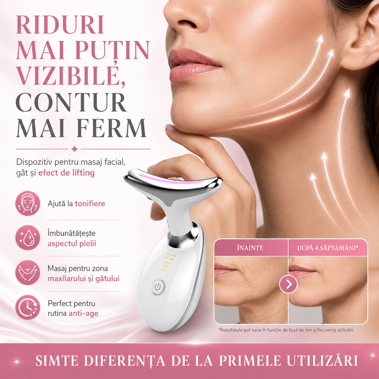 Dispozitiv Facial Lifting Pentru Eliminarea Ridurilor si Ingrijirea Zonei Gatului